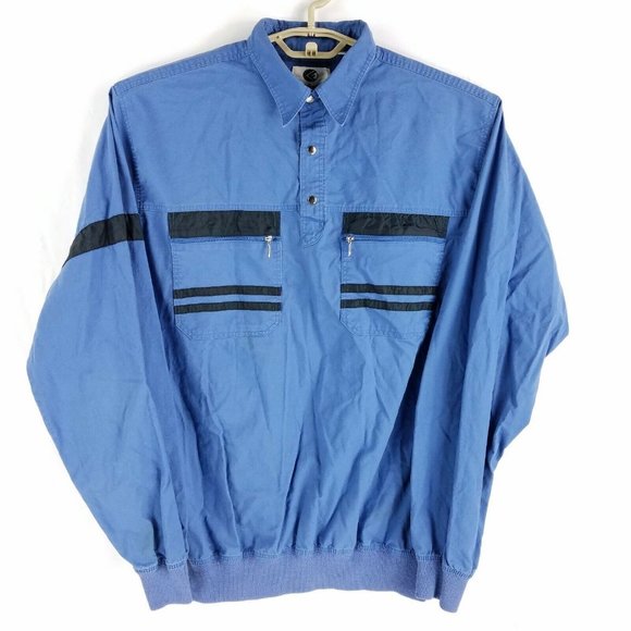 Cross Fusion Other - Vintage 80s Cross Fusion 1/4 Snap Blue Long Sleeve Shirt Mens LT Large Tall